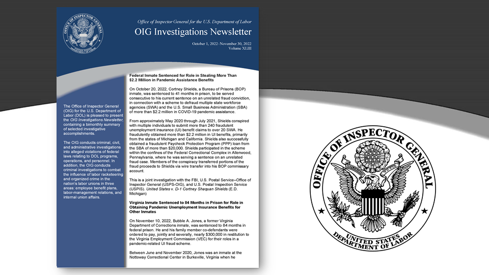 OIG Investigations Newsletter Volumne XLIV December 1, 2022 - January 31, 2022